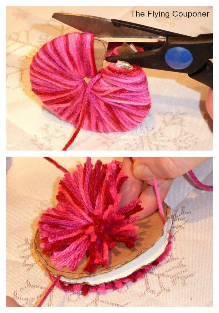 Valentine's Day Pom Poms cut yarn