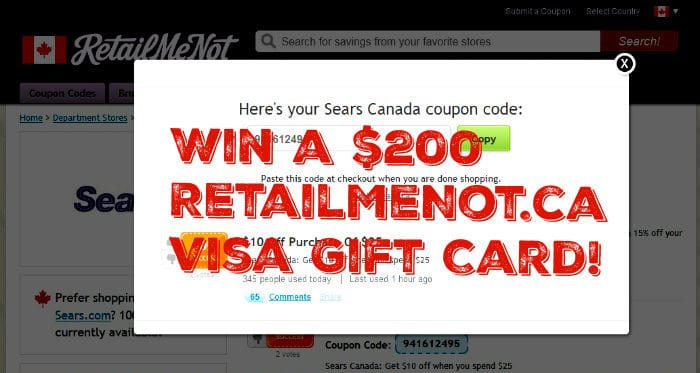 Saving money. Win a $200 RetailMeNot.ca Visa Gift Card. Giveaway.