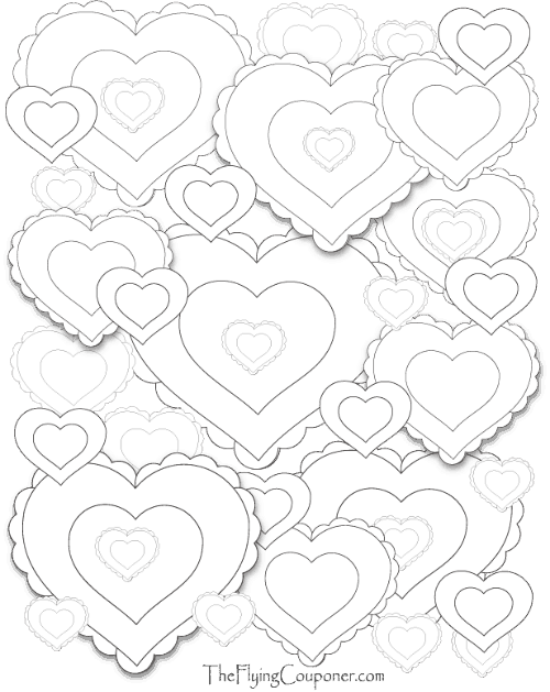 Colouring Pages for Adults and Kids. Heart Heart Heart.