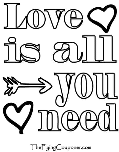 Colouring Pages for Adults and Kids. Love is all you need.