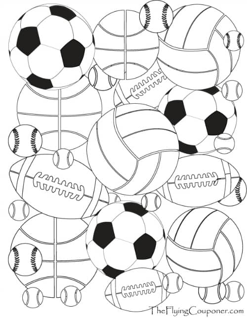 Colouring Pages for Adults and Kids. Sport Balls.