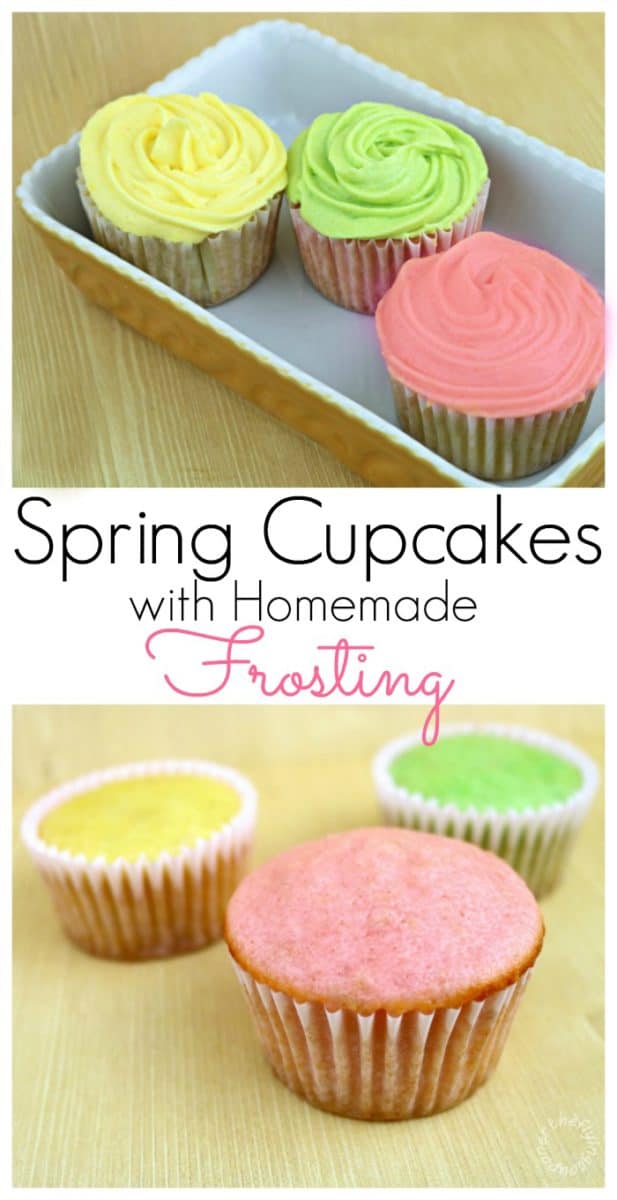 Spring Cupcakes with Homemade Frosting Recipe. Easter.