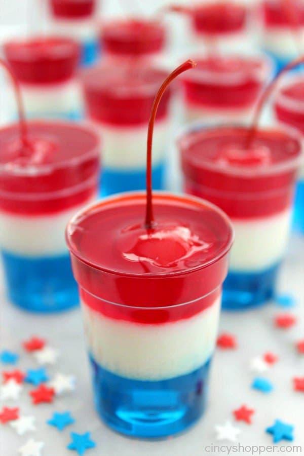 4th of July Recipes. 4th of July Firecracker Jell-O Cups.
