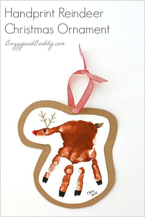 Handprint Reindeer Christmas Ornament. Roundup The Flying Couponer.