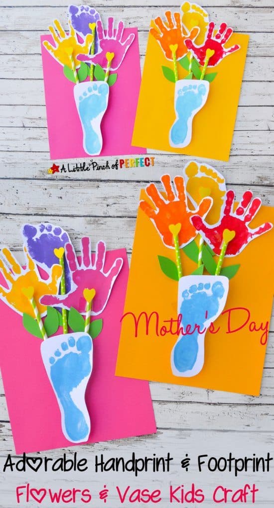 Handprint and Footprint Flower Craft. Roundup The Flying Couponer.