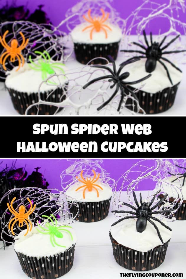 Spun Spider Web Halloween Cupcakes