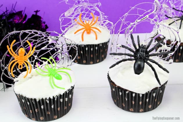 Spun Spider Web Halloween Cupcakes