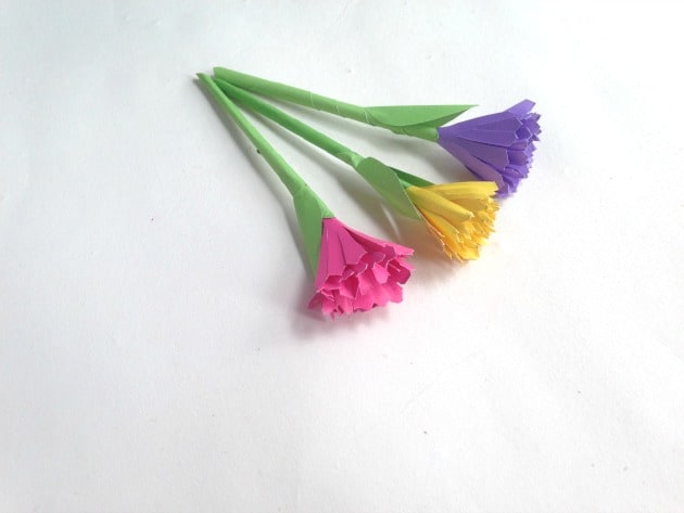 DIY Paper Flowers by the Flying Couponer - 3 realistic looking flowers made of paper shown